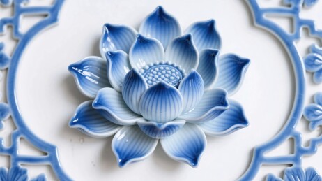 青花莲花装饰图