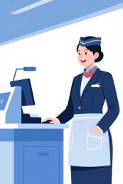 空乘服务柜台插画