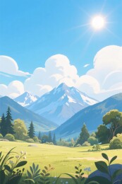 清新山水风景插画