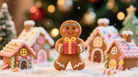 圣诞姜饼人童话场景