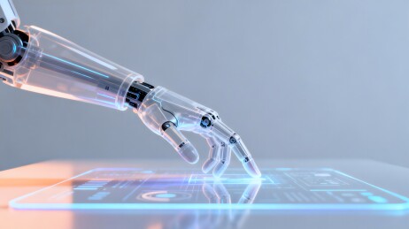 未来科技感机械手触屏操作