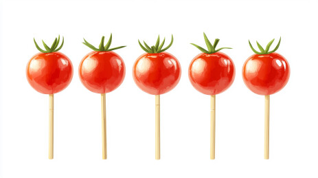 整齐排列的番茄棒棒糖