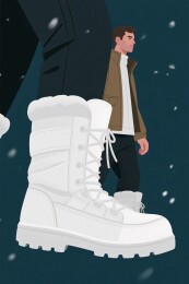 冬日人物与厚靴插画