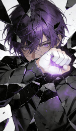 破碎光影中的紫发少年二次元插画