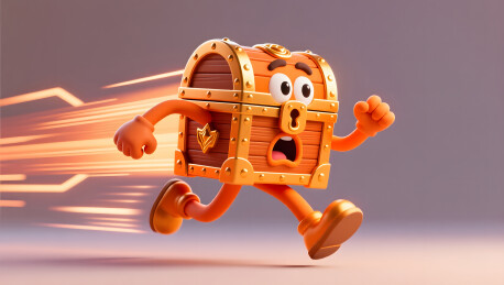 拟人化宝箱角色奔跑趣味展示