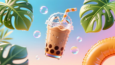 夏日冰镇奶茶的时尚潮流表达