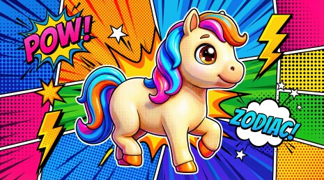 彩虹独角兽漫画风格插画