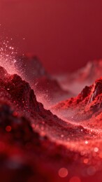 红色山脉与星尘的奇幻景观