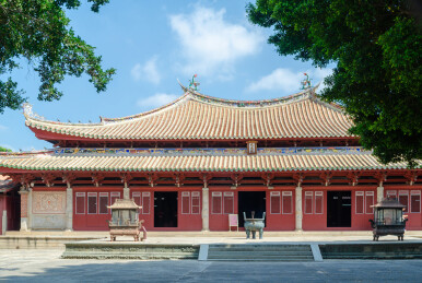福建泉州文庙中式古建筑庙宇全景