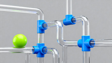 透明管道中的绿色小球运动