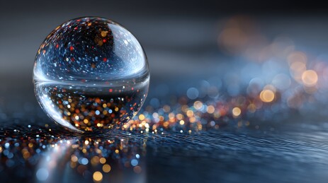 水晶球中的城市夜景