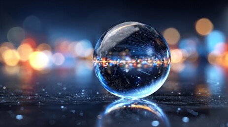 水晶球中的城市夜景