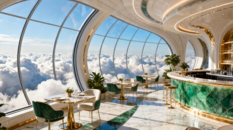 云端餐吧高空休闲场景