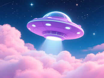 梦幻太空的宇宙飞碟插画