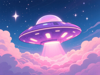 梦幻太空的宇宙飞碟插画