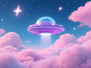 梦幻太空的宇宙飞碟插画