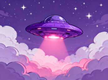 梦幻太空的宇宙飞碟插画