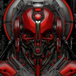红黑机械骷髅机甲裹赛博硬核诡韵