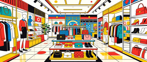 商场店铺购物插画
