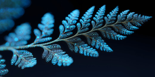 蓝色粒子化蕨类植物