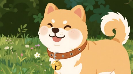 快乐柴犬草地欢笑时刻