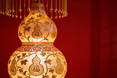 中式鎏金宫廷灯笼春节元宵宫灯吉祥喜庆背景