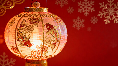 中式鎏金宫廷灯笼春节元宵宫灯吉祥喜庆背景