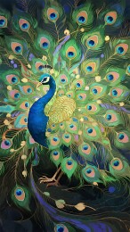 孔雀盛放绚丽尾羽