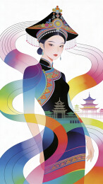 少数民族服饰女性插画