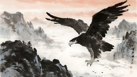 日出苍岭雄鹰翱翔