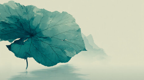 水墨风荷影山水装饰背景