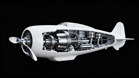 复古飞机剖视机械展示背景