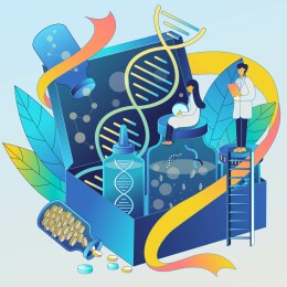健康DNA遗传医学营养品矢量图插画
