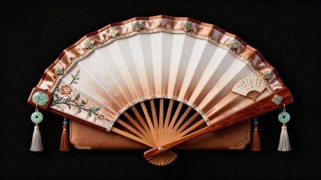 精美古典折扇静物展示
