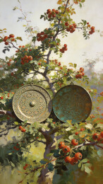 山楂与波斯铜镜背面
