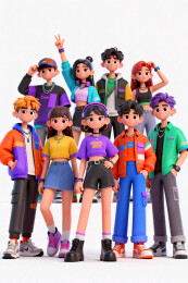 3d卡通活力青春潮流Z世代人群