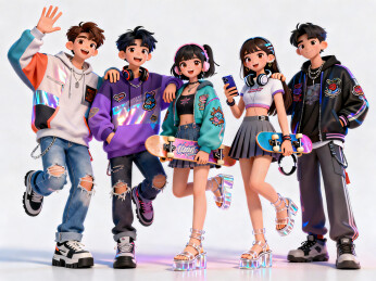 3d卡通活力青春潮流Z世代人群