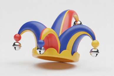  白色背景上的多彩条纹派对帽