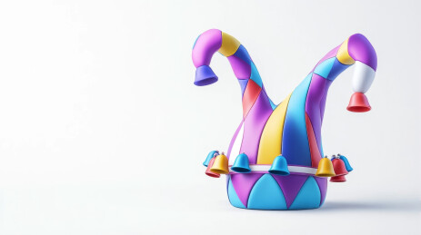  白色背景上的多彩条纹派对帽