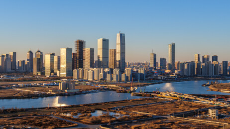 天津市滨海新区于家堡响螺湾城市天际线