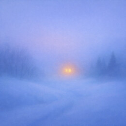 暴雪夜车灯
