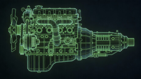 3D发动机模型展示汽车引擎线框渲染图