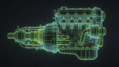 3D发动机模型展示汽车引擎线框渲染图