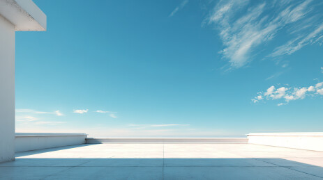 现代建筑屋顶平台远景