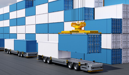 三维渲染的无人自动化码头货运场景概念图