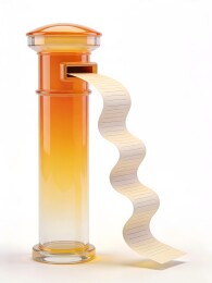 橙色邮筒纸条飘动创意设计
