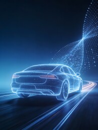 未来感蓝色汽车行驶光影