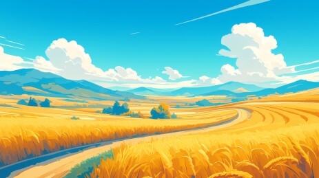 金色麦田乡村风景