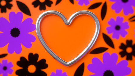 橙心紫花活力背景