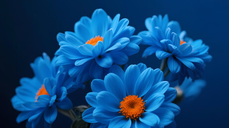 蓝花橙心深蓝渐变